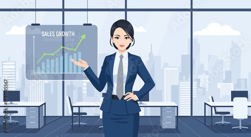 business woman in front of office building