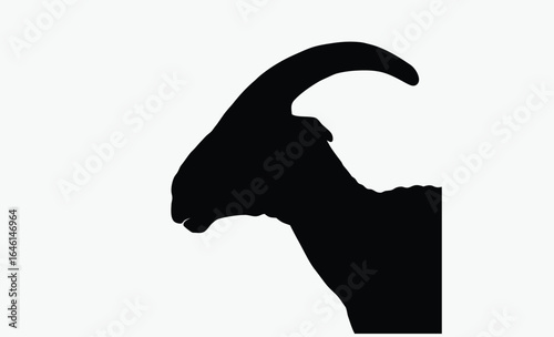Parasaurolophus silhouette, prehistoric dinosaur vector, Parasaurilophus. Ornithischian dinosaur. Monochrome vector illustration of silhouette of prehistoric creature parasaurolophus isolated on white