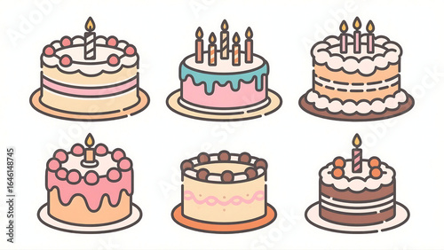 set of birthday cakes