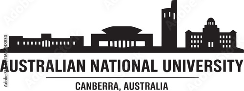 Australian National University Skyline Silhouette Canberra Australia Landmark Vector