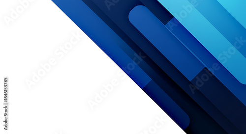 Abstract Blue Lines and Shapes with Gradient on White Background