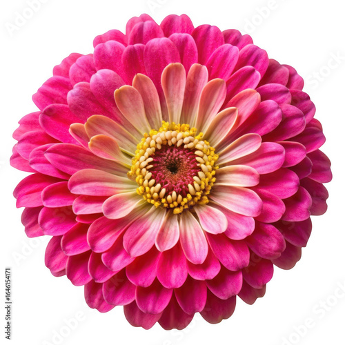 Vibrant pink zinnia isolated on transparent background