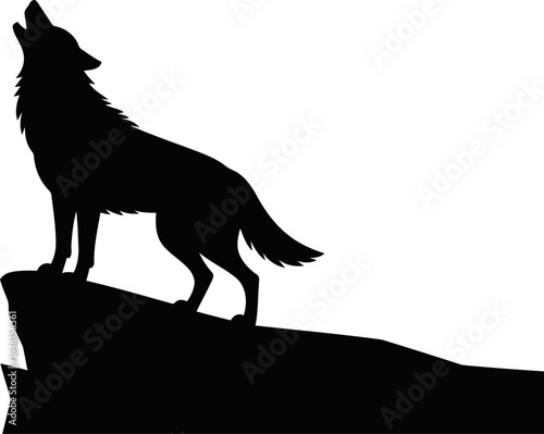 Silhouette howling wolf vector illustration wildlife animal predator canine moon night nature scene graphic art design vector illustration