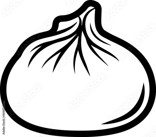 Tibetan Momo Dumpling Simple Vector Icon – Black and White Asian Food