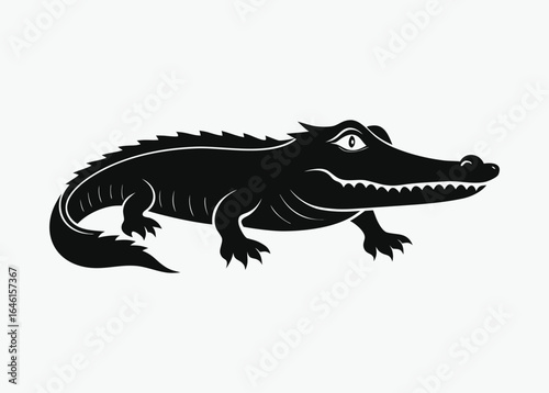 Alligator silhouette, crocodile reptile vector, aquatic predator icon, black wildlife illustration, Alligator silhouette vector, Crocodile Black Silhouette vector 