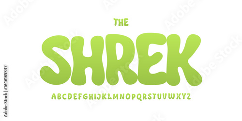 Playful slime cozy alphabet, soft bubble letters, bold cartoon font for kid logo, fantasy headline, spooky fairytale design, friendly monster typography, animated comic style. Vector typeset.