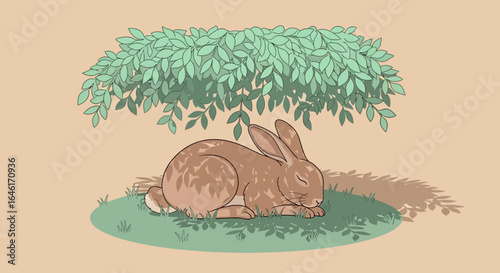 Resting Underneath A Leafy Canopy Illustration Peaceful Scene For Relaxation
