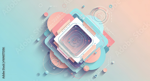Abstract Geometric Composition in Pastel Tones