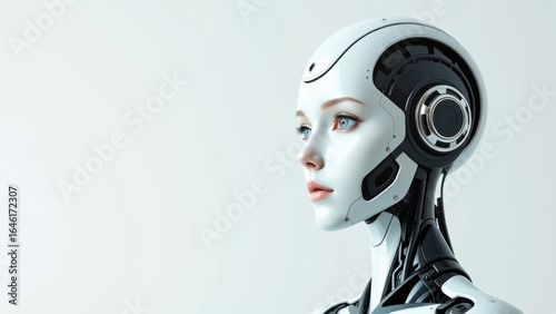 Futuristischer Hybrid aus Roboter und Mensch - Konzept für künstliche Intelligenz