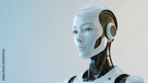 Futuristischer Hybrid aus Roboter und Mensch - Konzept für künstliche Intelligenz