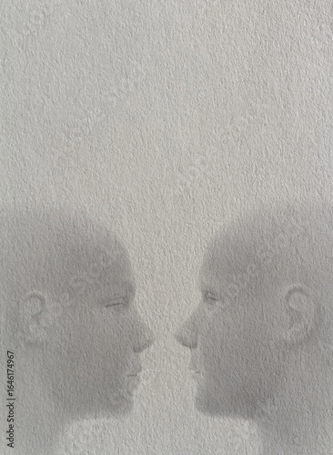Two Faces in Profile, Contemplative Encounter, Artistic Impression