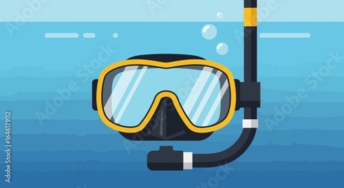 Underwater Exploration: Close-up of Snorkel Mask and Breathing Tube in the Ocean