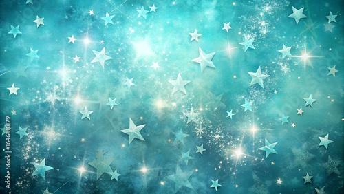 Teal and blue fantasy background with shining stars and sparkles