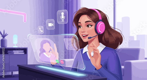 Virtual assistant communicates through advanced technology platform at home