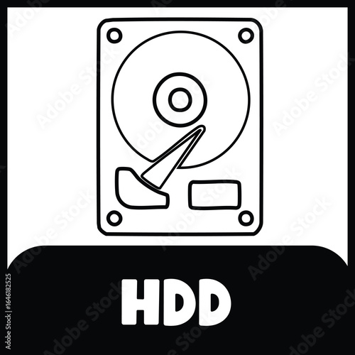 HDD vector flashcard 4×4 black and white