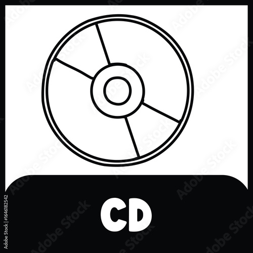 CD vector illustration flashcard 4×4 black and white