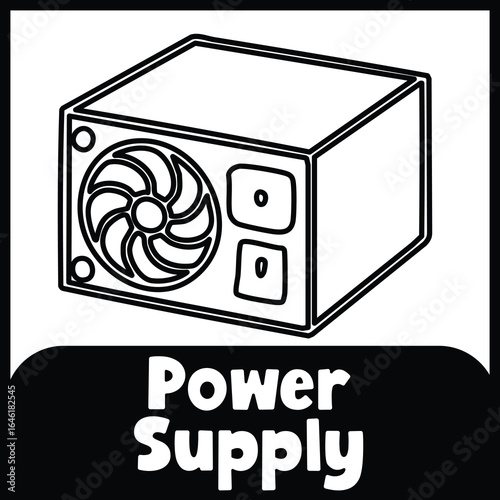 Power supply flashcard 4×4 black and white