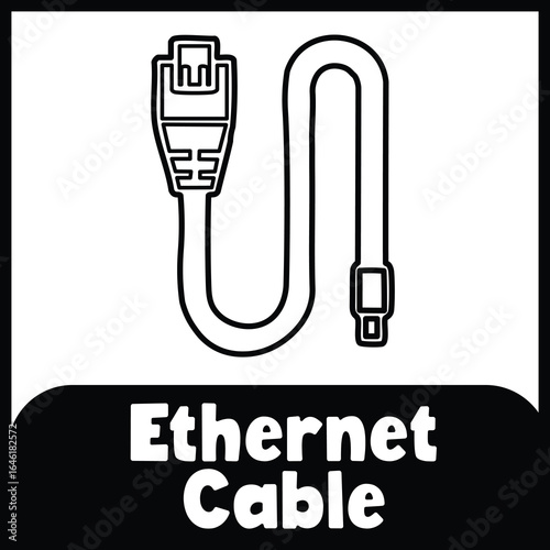 Ethernet Cable flashcard 4×4 black and white
