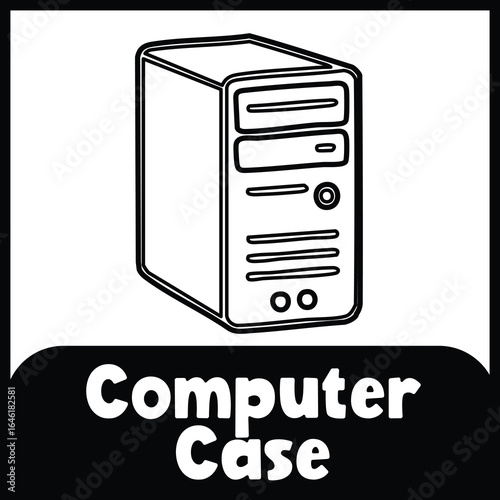 Computer case flashcard 4×4 black and white
