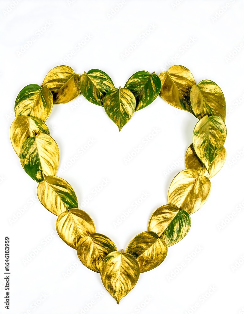 Obraz premium Heart-shaped gold leaf frame