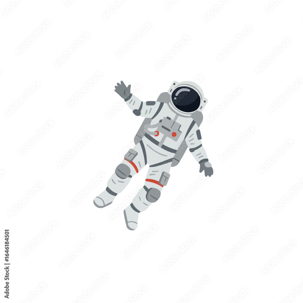 Illustration of a floating astronaut in a white spacesuit against a plain white background in space on transparent background Illustration of a floating astronaut in a white spacesuit against a plain white background in space on transparent background