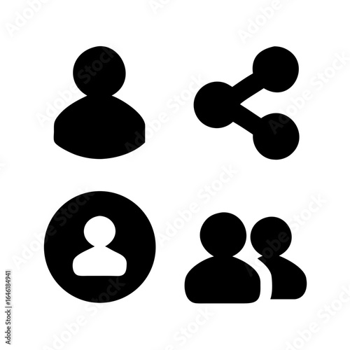 Thin-Line Social & Contact Icons – 2px Stroke, Black and White Vector