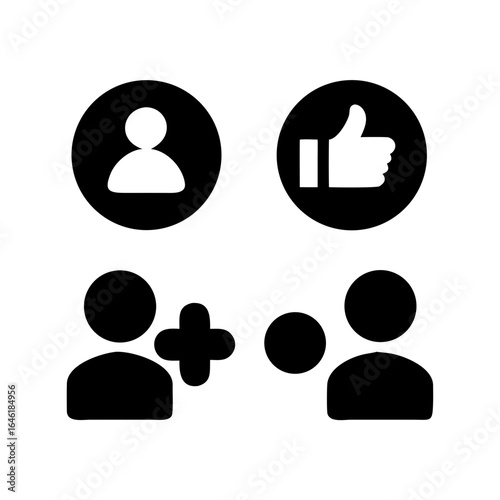 Monochrome Circle Social Media & Contact Icons – Black Vector Badges
