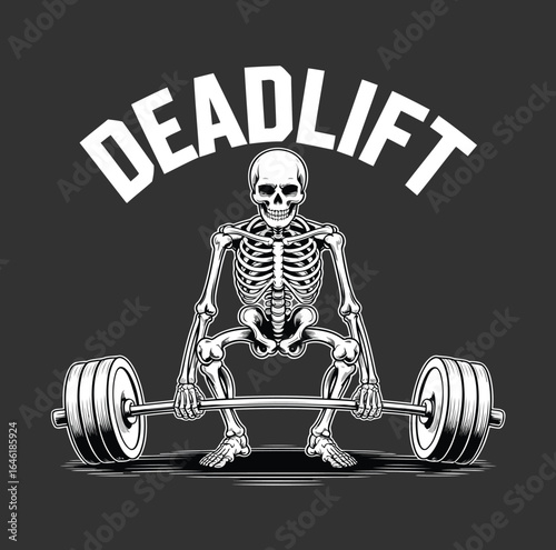 Deadlift: A powerful illustration of a skeleton confidently executing a deadlift, showcasing the core strength and commitment of this fundamental exercise.