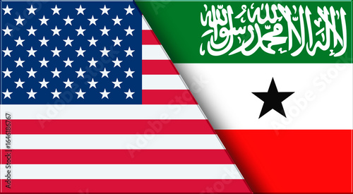 Flags of USA and Somaliland. United States and Republic of Somaliland flags