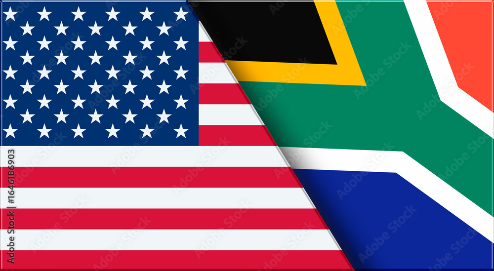 Fototapeta premium Flags of USA and South Africa. United States and South African National flag