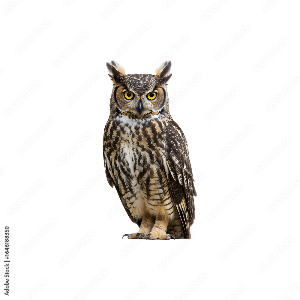 Fototapeta premium Beautiful Brown Owl Perched and Looking Forward