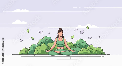 Woman practicing yoga in a serene garden setting for wellness and relaxation techniques