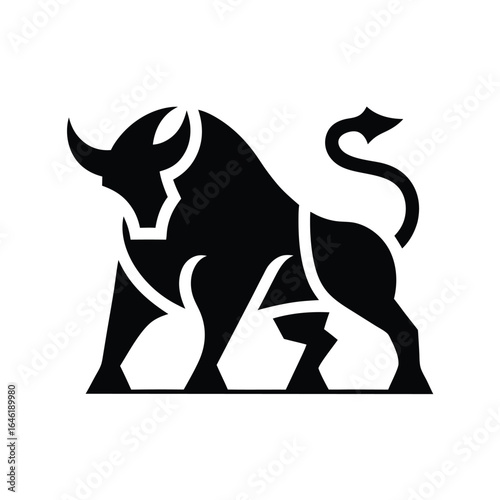 Vector of a bull on a white background.  bull silhouette icon. strength and perseverance symbol Animals.
