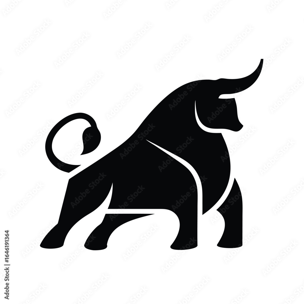 Fototapeta premium Vector of a bull on a white background. bull silhouette icon. strength and perseverance symbol Animals.