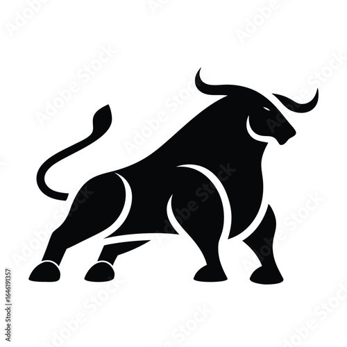 Vector of a bull on a white background.  bull silhouette icon. strength and perseverance symbol Animals.