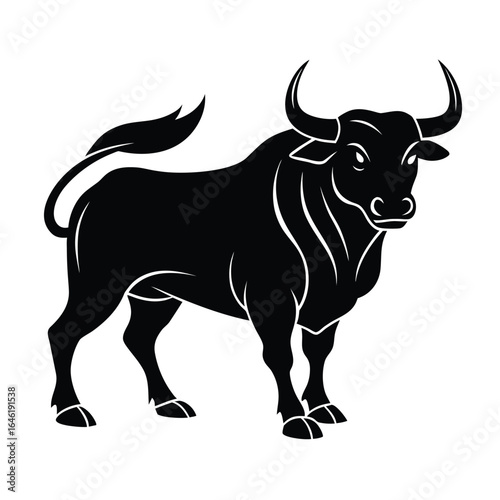 Vector of a bull on a white background.  bull silhouette icon. strength and perseverance symbol Animals.