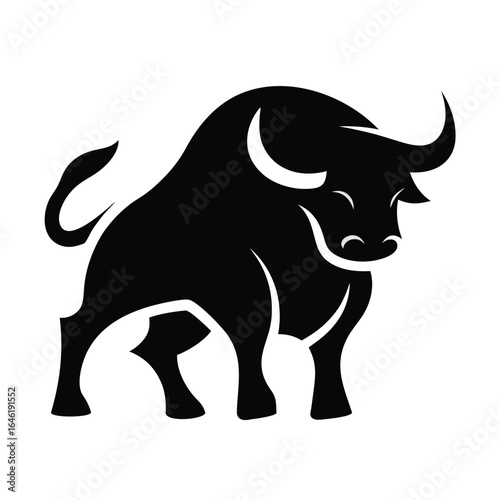 Vector of a bull on a white background.  bull silhouette icon. strength and perseverance symbol Animals.