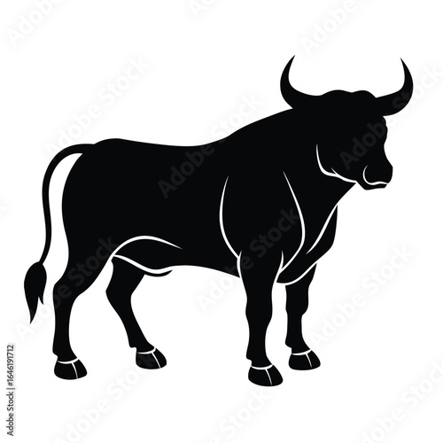 Vector of a bull on a white background.  bull silhouette icon. strength and perseverance symbol Animals.