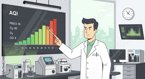 Analyzing Air Quality Index Data With Scientist In Laboratory