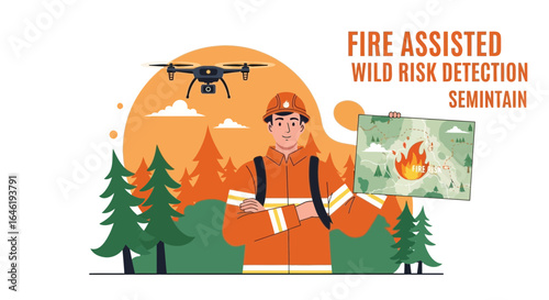 Firefighter Using Drone To Detect Wildfire Risks In Mountain Terrain