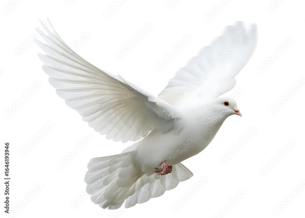 Obraz premium White dove flying isolated on a transparent background