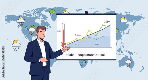 Global Warming Presentation About Future Temperature With Map