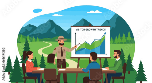 National Park Team Meeting About Visitor Growth And Future Planning