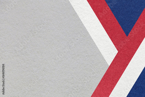Abstract light gray textured paper background with white, red, blue geometric lines, copy space for graphic banner