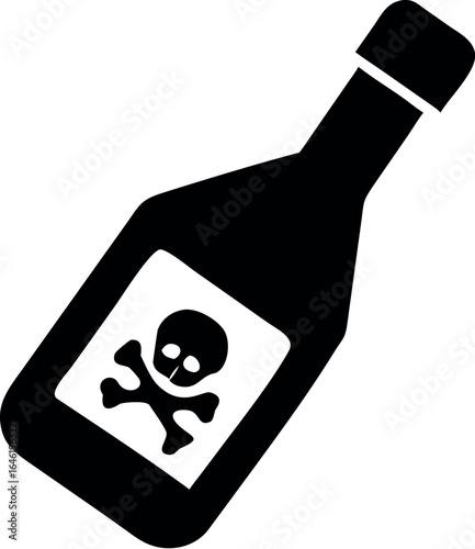 Bottle of poison or poisonous chemical toxin with crossbones label vector icon 