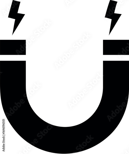 Horseshoe magnet with magnetic charge flat vector icon
