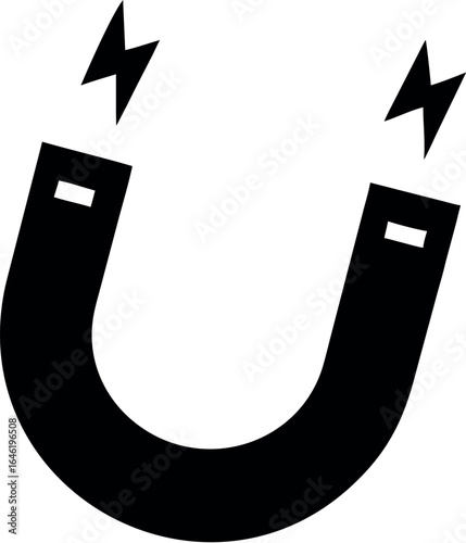 Horseshoe magnet with magnetic charge flat vector icon