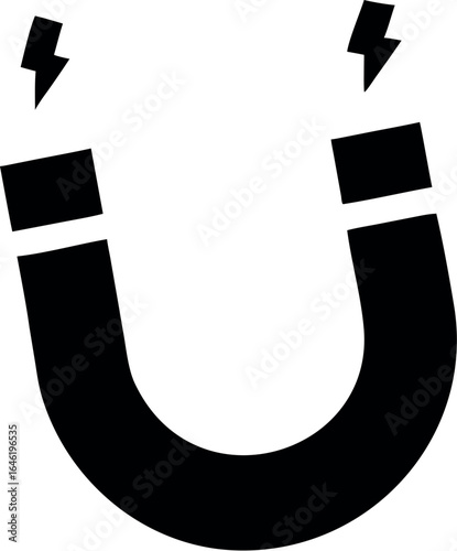 Horseshoe magnet with magnetic charge flat vector icon