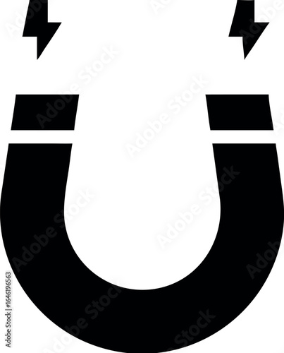 Horseshoe magnet with magnetic charge flat vector icon
