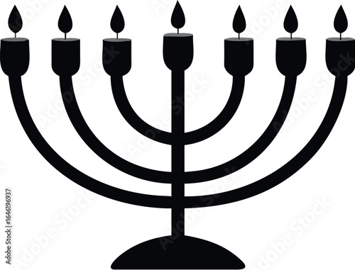 Hanukkah menorah candelabrum candles flat vector icon for holiday apps and websites